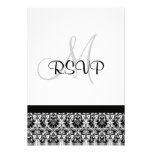 Mariage damassé RSVP noir et blanc Invitations