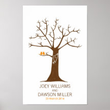 Mariage d'arbre d'empreinte digitale (blanc) affiche