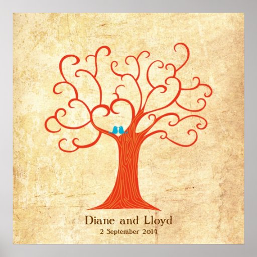 Mariage d'arbre d'empreinte digitale (Heartastic)  Affiche