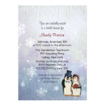 Mariage de pingouin avec des flocons de neige - do invitations personnalisées
