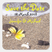 Mariage de plage/économies tropicaux la date stickers carrés