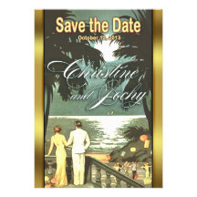 Mariage de plage vintage d'art déco invitation