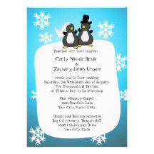 Mariage de Toon de pingouin de flocon de neige Invitation Personnalisée