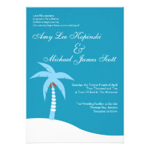 MARIAGE DES CARAÏBES BLEU DE DESTINATION DE PALMTR FAIRE-PART PERSONNALISÉ