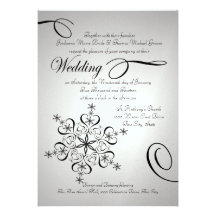 Mariage d'hiver d'argent d'élégance de flocon de n invitation personnalisable