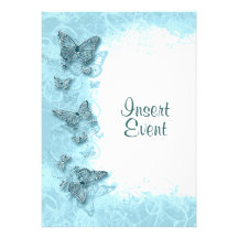 Mariage élégant d'anniversaire de papillon bleu invitation personnalisée