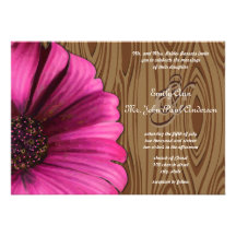 Mariage en bois de grain de marguerite de Gerber d Invitations Personnalisées