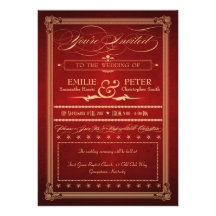Mariage et réception rouges de peluche de poster v invitations personnalisées