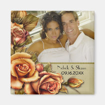 Mariage floral de lueur de rose d'automne - ajoute magnets