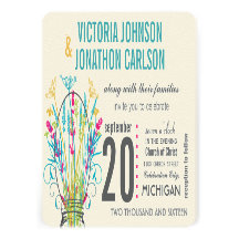 Mariage floral de maçon de chaux jaune de corail m cartons d'invitation