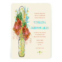 Mariage floral de maçon de chaux jaune de corail m invitations