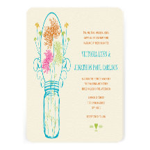 Mariage floral de maçon de pot de chaux orange mod invitation