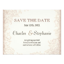 Mariage floral de remous de rose antique de l'angl invitations personnalisées