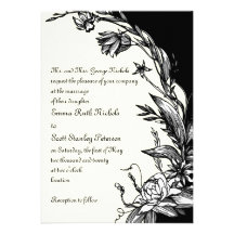 Mariage floral en ivoire noir vintage de fleurs bl invitations personnalisées