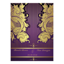 Mariage floral moderne de damassé d'or faire-parts