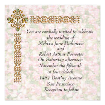 Mariage floral orné de bijoux d'or invitations