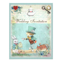 Mariage fou du pays des merveilles de chapelier invitation personnalisable