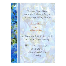 mariage, hortensia de bleu d'invitation des parent