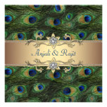 Mariage indien royal vert de paon d'or vert invitations personnalisables