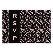 Mariage inverse rose blanc noir du zèbre RSVP de f Cartons D'invitation