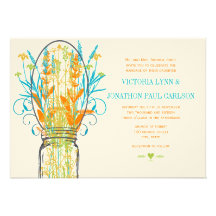 Mariage jaune-orange gris d'Aqua de chaux de pot d Cartons D'invitation