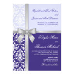 Mariage lilas pourpre de ruban d'argent de Faux de Carton D'invitation