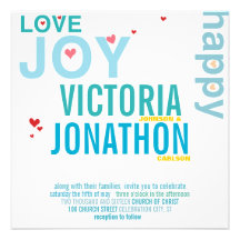 Mariage moderne de typographie de coeur rouge d'Aq Cartons D'invitation