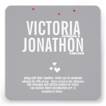 Mariage moderne de typographie de coeur rouge gris bristols