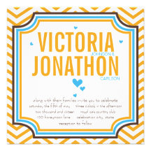 Mariage moderne jaune de typographie de zigzag d'A Invitation Personnalisable