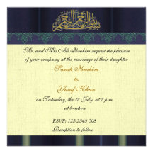Mariage musulman de damassé bleue faire-parts