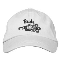 Mariage noir de dentelle - chapeau de jeune mariée casquette brodée