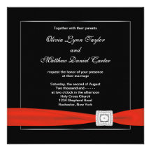 Mariage noir rouge blanc noir invitations personnalisées