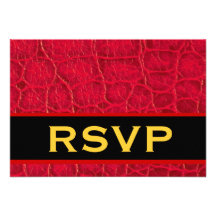 Mariage noir rouge de l'impression RSVP de crocodi Cartons D'invitation