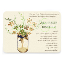 Mariage olive de fleur sauvage de pot de maçon de  faire-parts