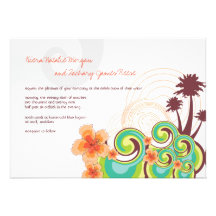 mariage orange de ketmie de vagues tropicales de f invitation personnalisée