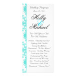 mariage, programme, noir, blanc, sarcelle d'hiver, double carte personnalisée