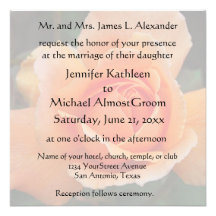 Mariage rose d'orange en pastel invitations personnalisées
