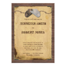 Mariage rustique de barbelé de chapeaux de cowboy  invitations personnalisées