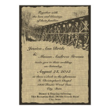 Mariage rustique de chevalet de train carton d'invitation