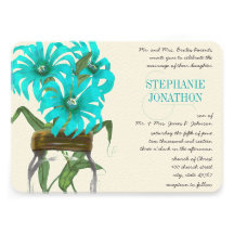 Mariage rustique de fleur sauvage de pot de maçon  faire-parts
