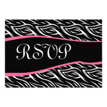Mariage sauvage rose blanc noir du zèbre RSVP de f Faire-parts