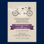 Mariage tandem de bicyclette de prune de toile de  invitations