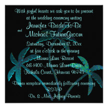 Mariage tropical de palmier de turquoise faire-parts