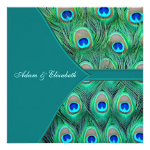Mariage turquoise de paon faire-part personnalisé