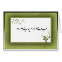 Mariage vert simple floral carte de vœux