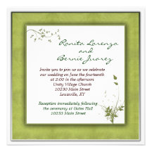 Mariage vert simple floral invitations