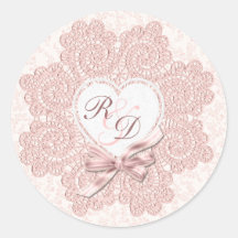 Mariage victorien rose minable de monogramme de st autocollants