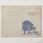 Mariage vintage bleu et en ivoire de ferme de chev prospectus avec motif