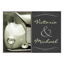 Mariage vintage classique de moteur carton d'invitation