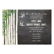 Mariage vintage d'arbre de bouleau d'inséparable d carton d'invitation